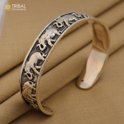 925 sterling silver handcrafted adjustable elephant design cuff bangle bracelet, unisex gifting ethnic tribal jewelry nsk367 - TRIBAL ORNAMENTS