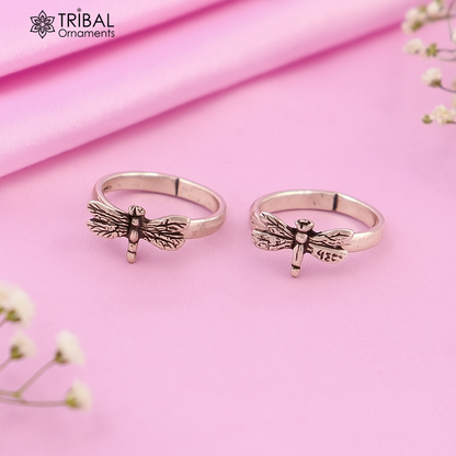 925 sterling silver handmade fabulous butterfly design toe ring band tribal belly dance vintage style ethnic jewelry ytr39 - TRIBAL ORNAMENTS