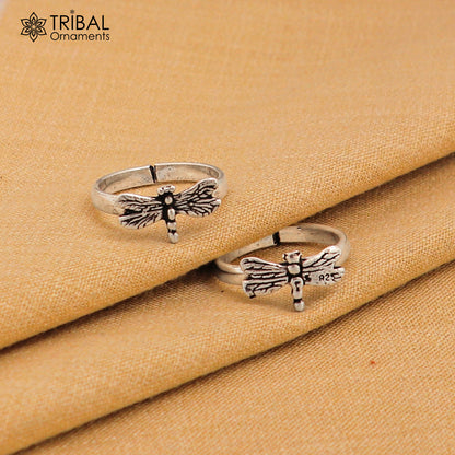 925 sterling silver handmade fabulous butterfly design toe ring band tribal belly dance vintage style ethnic jewelry ytr39 - TRIBAL ORNAMENTS