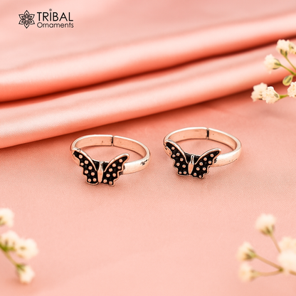 925 sterling silver handmade fabulous butterfly design toe ring band tribal belly dance vintage style ethnic jewelry ytr40 - TRIBAL ORNAMENTS
