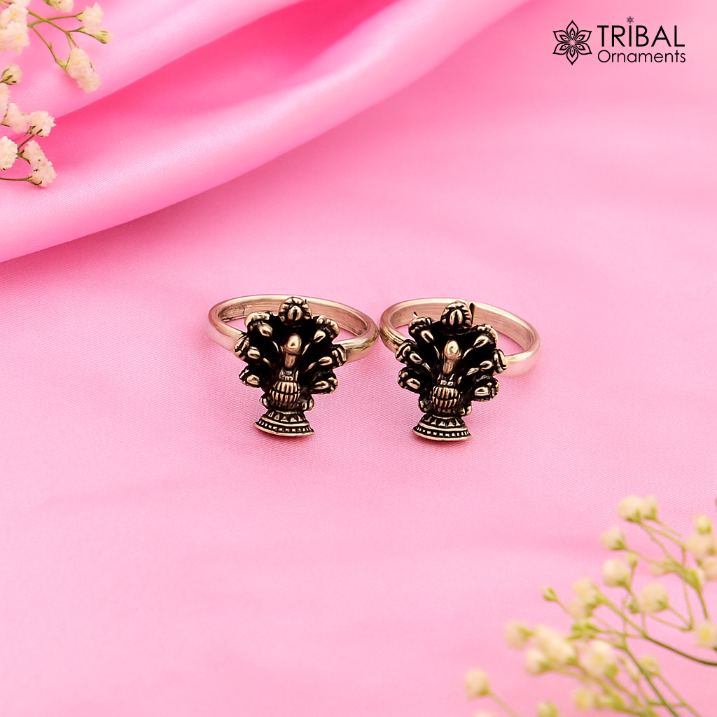 925 sterling silver handmade fabulous dancing peacock design toe ring band tribal belly dance vintage style ethnic jewelry ytr30 - TRIBAL ORNAMENTS