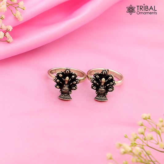 925 sterling silver handmade fabulous dancing peacock design toe ring band tribal belly dance vintage style ethnic jewelry ytr30 - TRIBAL ORNAMENTS