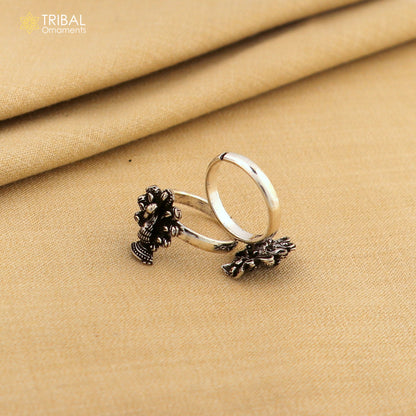 925 sterling silver handmade fabulous dancing peacock design toe ring band tribal belly dance vintage style ethnic jewelry ytr30 - TRIBAL ORNAMENTS