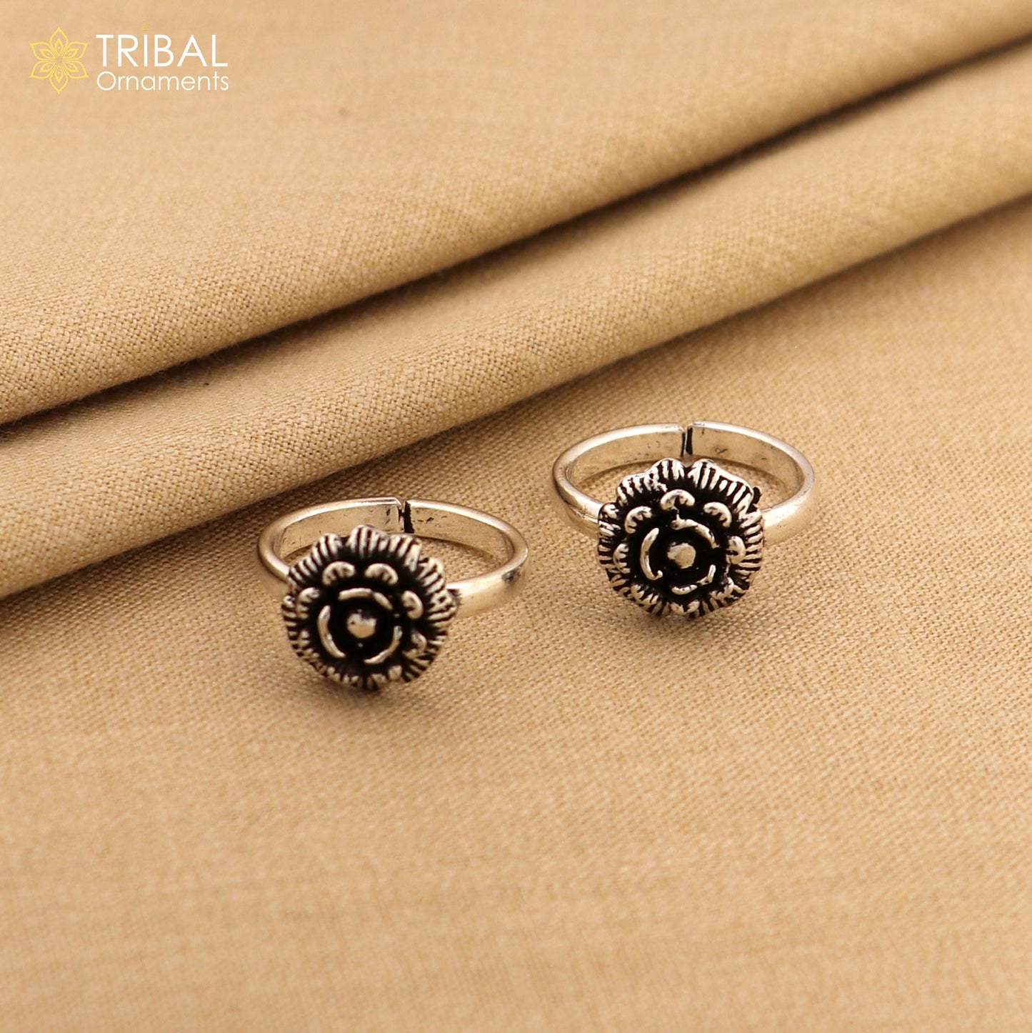 925 sterling silver handmade fabulous flower design toe ring band tribal belly dance vintage style ethnic brides jewelry ytr32 - TRIBAL ORNAMENTS
