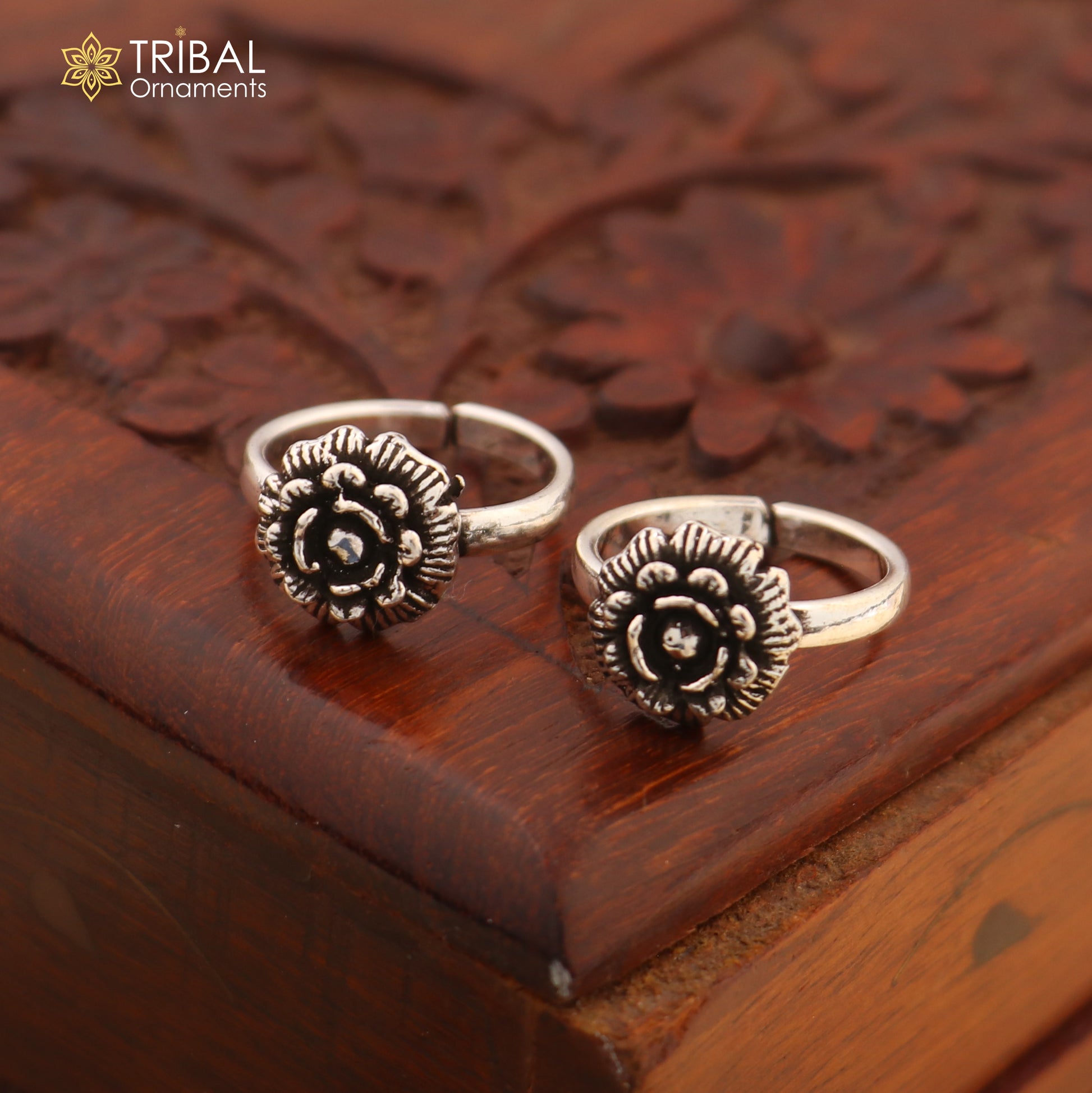 925 sterling silver handmade fabulous flower design toe ring band tribal belly dance vintage style ethnic brides jewelry ytr32 - TRIBAL ORNAMENTS