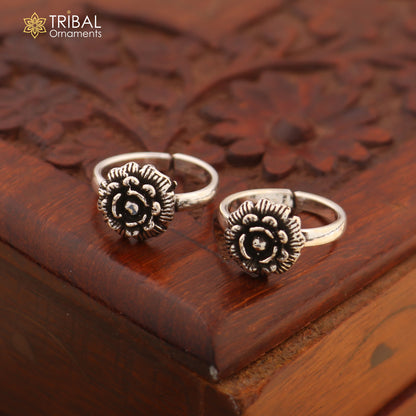 925 sterling silver handmade fabulous flower design toe ring band tribal belly dance vintage style ethnic brides jewelry ytr32 - TRIBAL ORNAMENTS