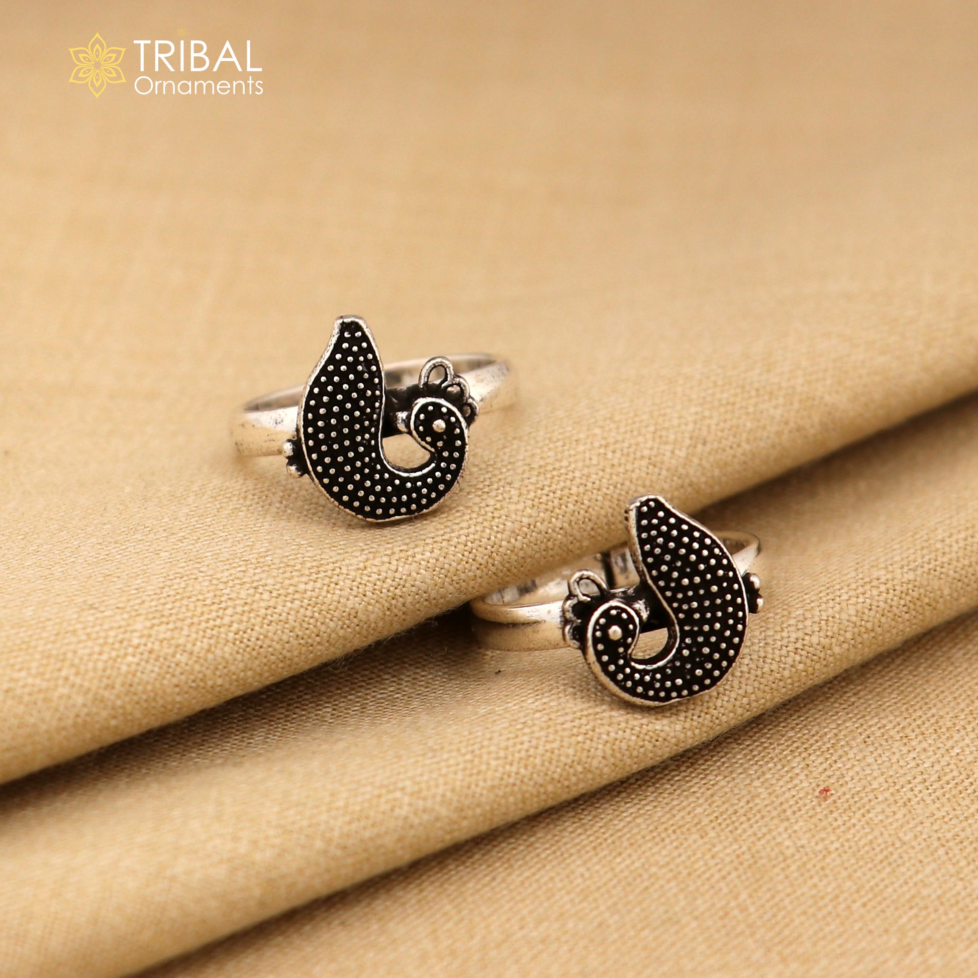 925 sterling silver handmade fabulous peacock design toe ring band tribal belly dance vintage style ethnic jewelry ytr38 - TRIBAL ORNAMENTS