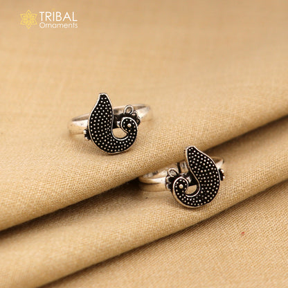 925 sterling silver handmade fabulous peacock design toe ring band tribal belly dance vintage style ethnic jewelry ytr38 - TRIBAL ORNAMENTS