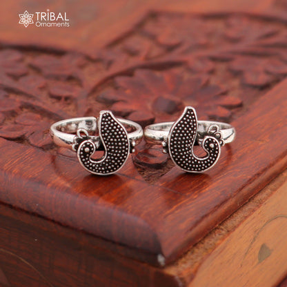 925 sterling silver handmade fabulous peacock design toe ring band tribal belly dance vintage style ethnic jewelry ytr38 - TRIBAL ORNAMENTS