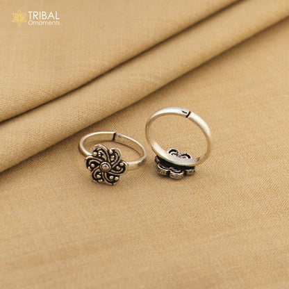 925 sterling silver handmade stylish flower design toe ring band tribal belly dance vintage style ethnic brides jewelry ytr36 - TRIBAL ORNAMENTS