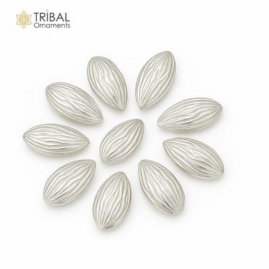 lot 5 pieces Sterling silver handmade puja article, pure silver dry fruit, silver almond puja,gift for idols God, best puja temple art su944 - TRIBAL ORNAMENTS