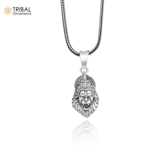 925 silver Vishnu Narsimha pendant, stylish custom idol locket in oxidized silver, perfect for gifting or everyday wear.