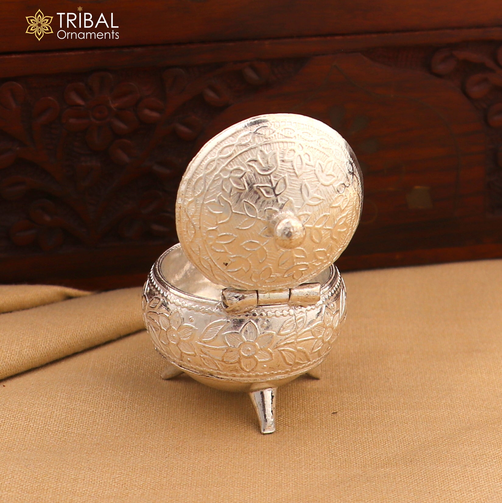 925 Sterling silver trinket box with colorful enamel work, solid kumkum and sindoor casket, customized gifting jewelry box by TribalOrnaments