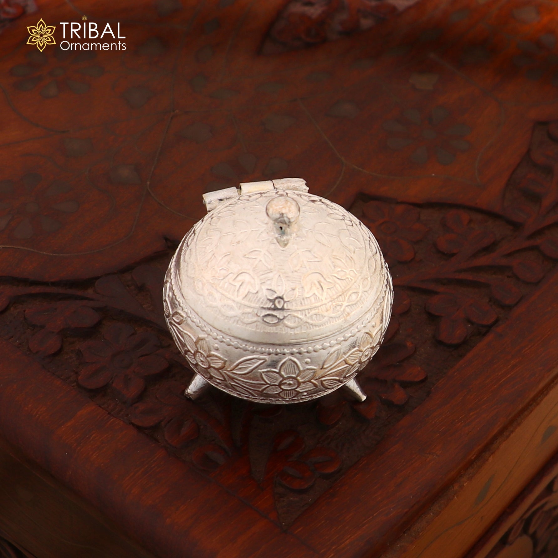 925 Sterling silver trinket and kumkum box with colorful enamel work, handcrafted casket and sindoor storage by TribalOrnaments.
