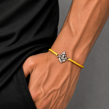 925 Sterling silver Lord Ganesha design thread rakhi bracelet rk355