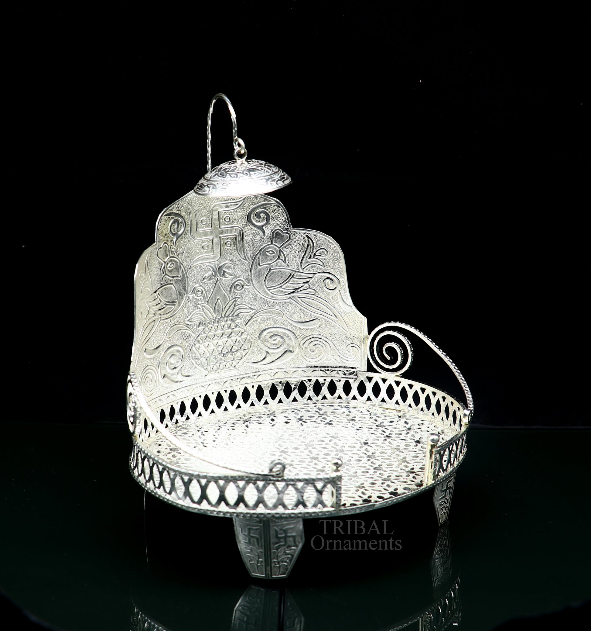 925 sterling silver solid Sinhasan, singhasan idol god throne, god statue's stand chair, temple puja article best collectible gift su571 - TRIBAL ORNAMENTS