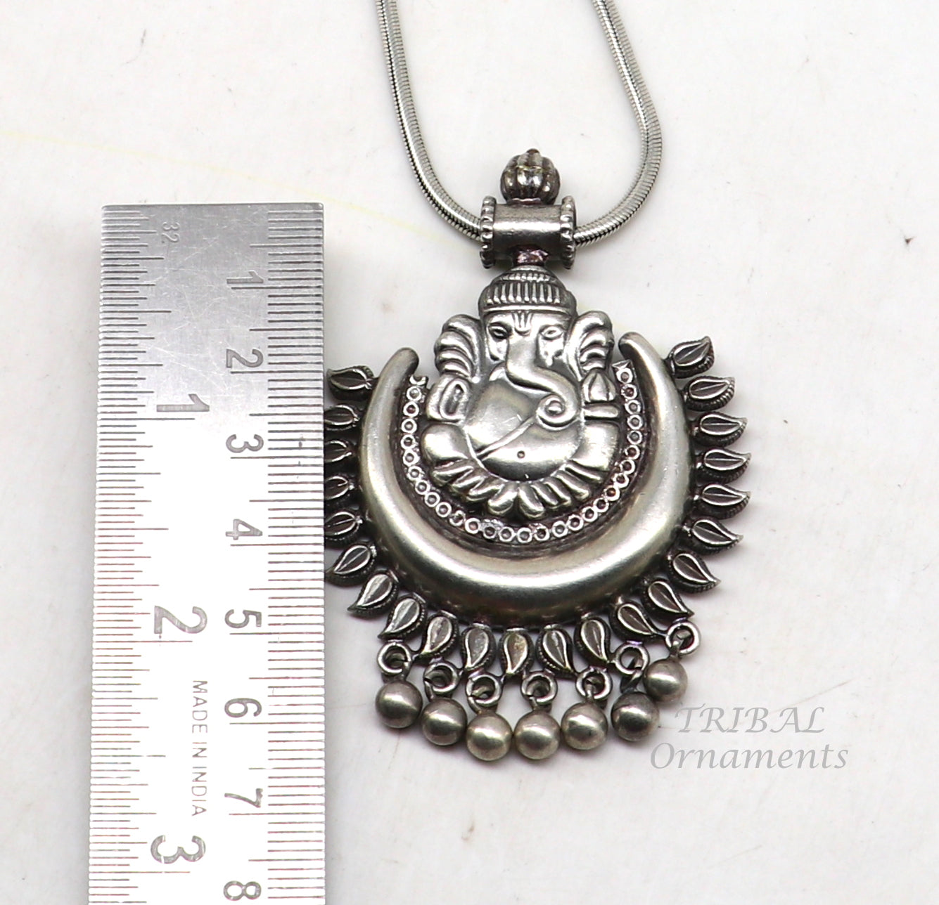 Fabulous lord ganesha design handmade 925 sterling silver pendant with pretty hanging bells tribal jewelry pendant necklace india nsp132 - TRIBAL ORNAMENTS