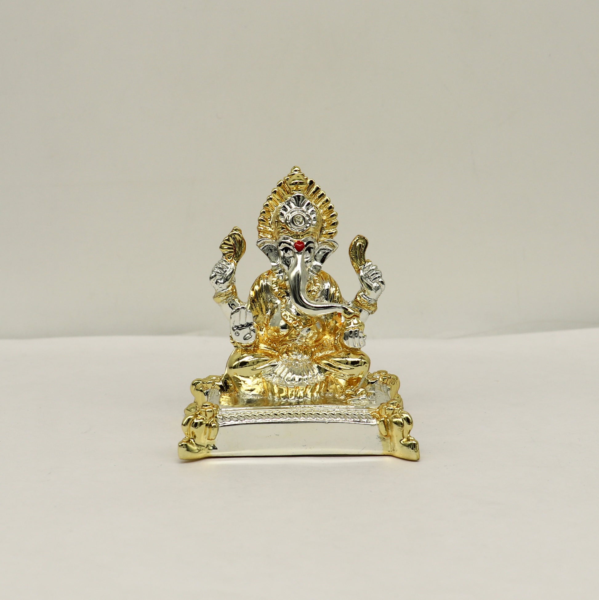 Silver Ganesh Outside Silver Covering Inside Wax and Marble Lord Ganesha Silver Idol W1 - TRIBAL ORNAMENTS