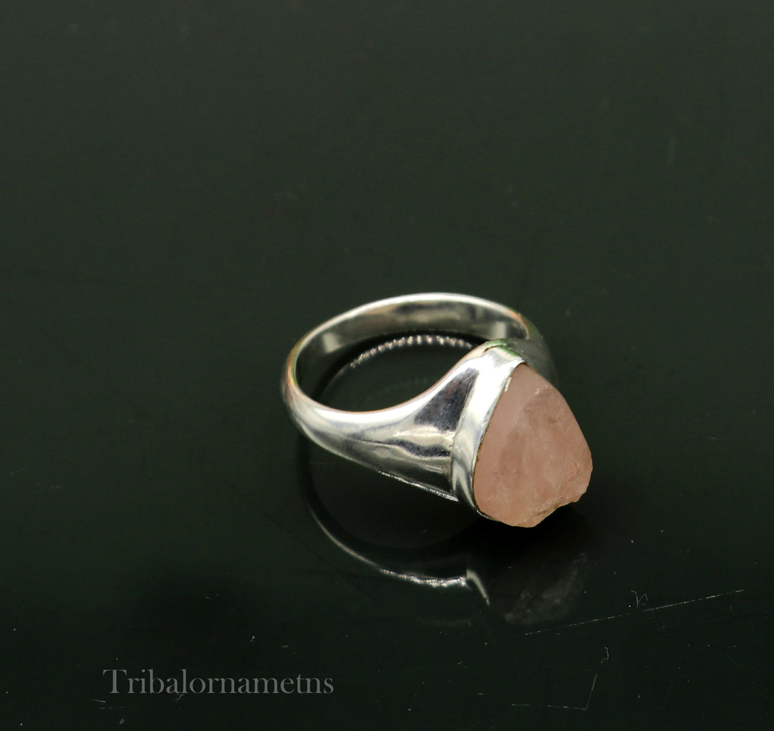 PINK ROSE QUARTZ FABULOUS 925 STERLING SILVER HANDMADE TILAK SHAPE RING sr101 - TRIBAL ORNAMENTS