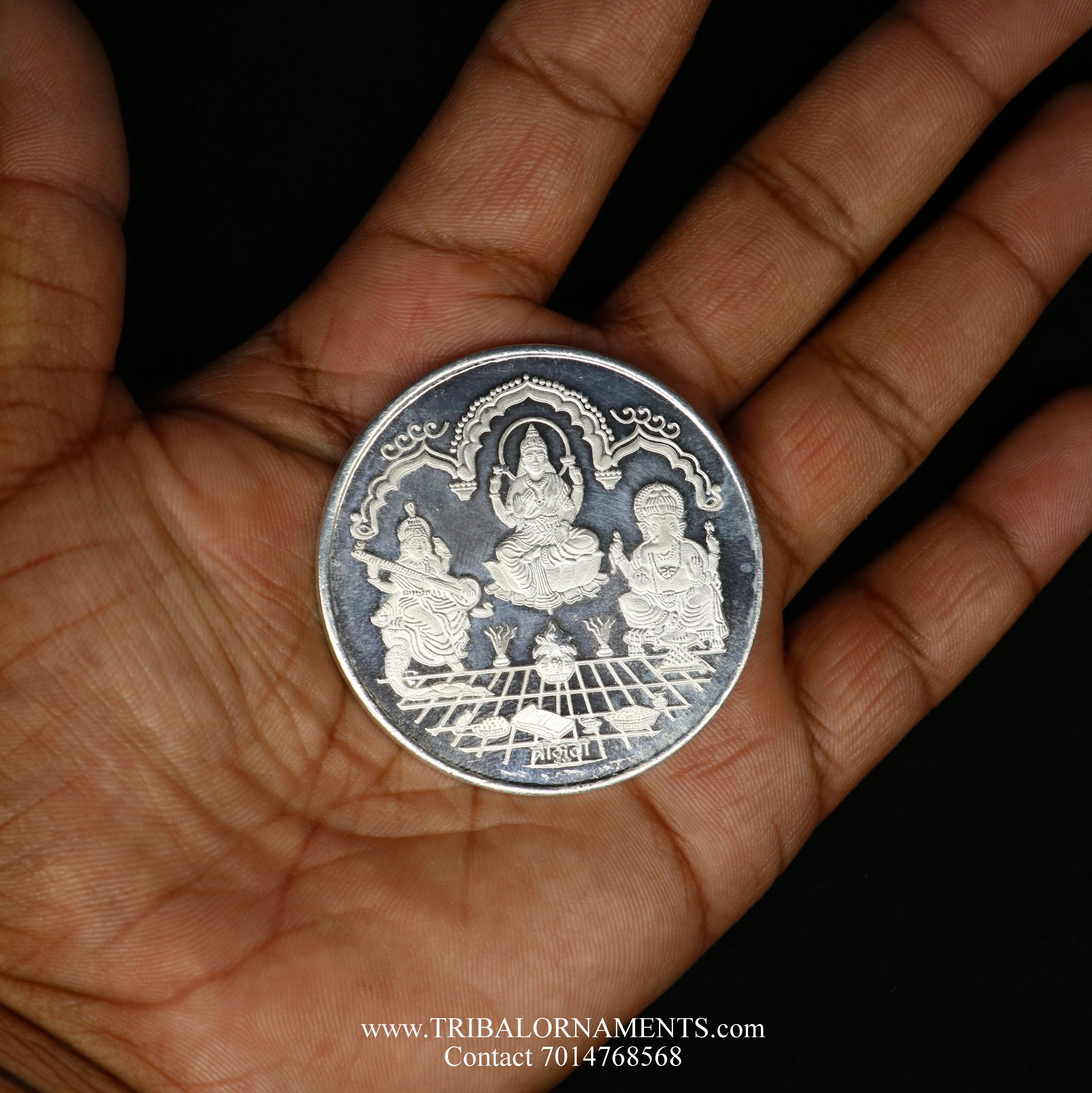 GOLDGIFTIDEAS 999 Silver Lakshmi Ganesh Saraswati Coin for Gift, Return  Gifts, Silver Coin for Gift (20 Gram)