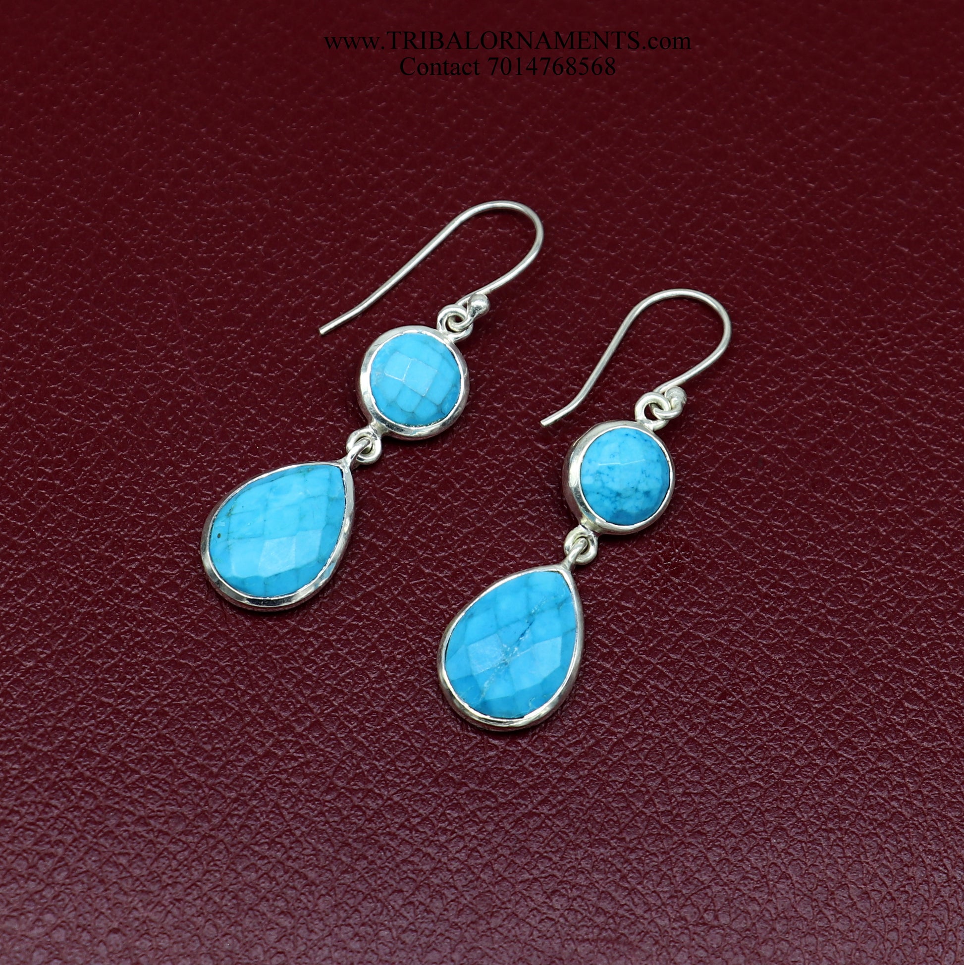 SIMULATED SAPPHIRE 925 SILVER DAILY USE SIMULATED SAPPHIRE HOOPS EARRINGS s02 - TRIBAL ORNAMENTS