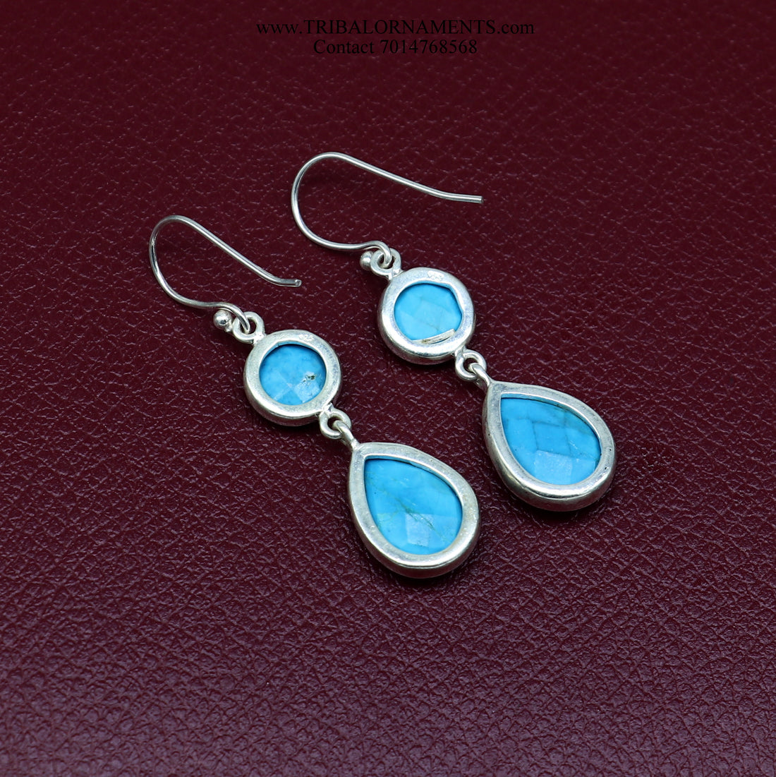 SIMULATED SAPPHIRE 925 SILVER DAILY USE SIMULATED SAPPHIRE HOOPS EARRINGS s02 - TRIBAL ORNAMENTS