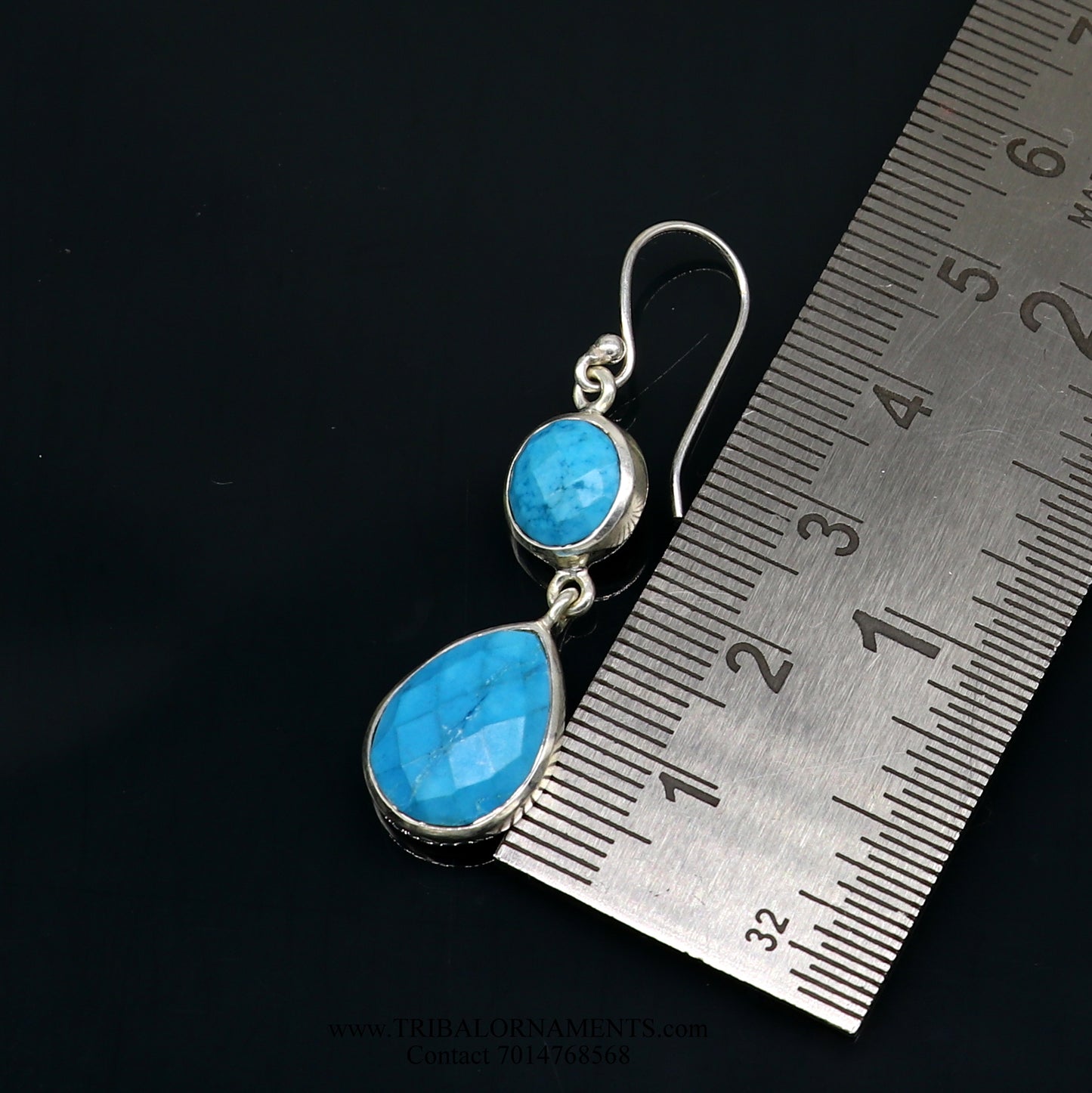 SIMULATED SAPPHIRE 925 SILVER DAILY USE SIMULATED SAPPHIRE HOOPS EARRINGS s02 - TRIBAL ORNAMENTS