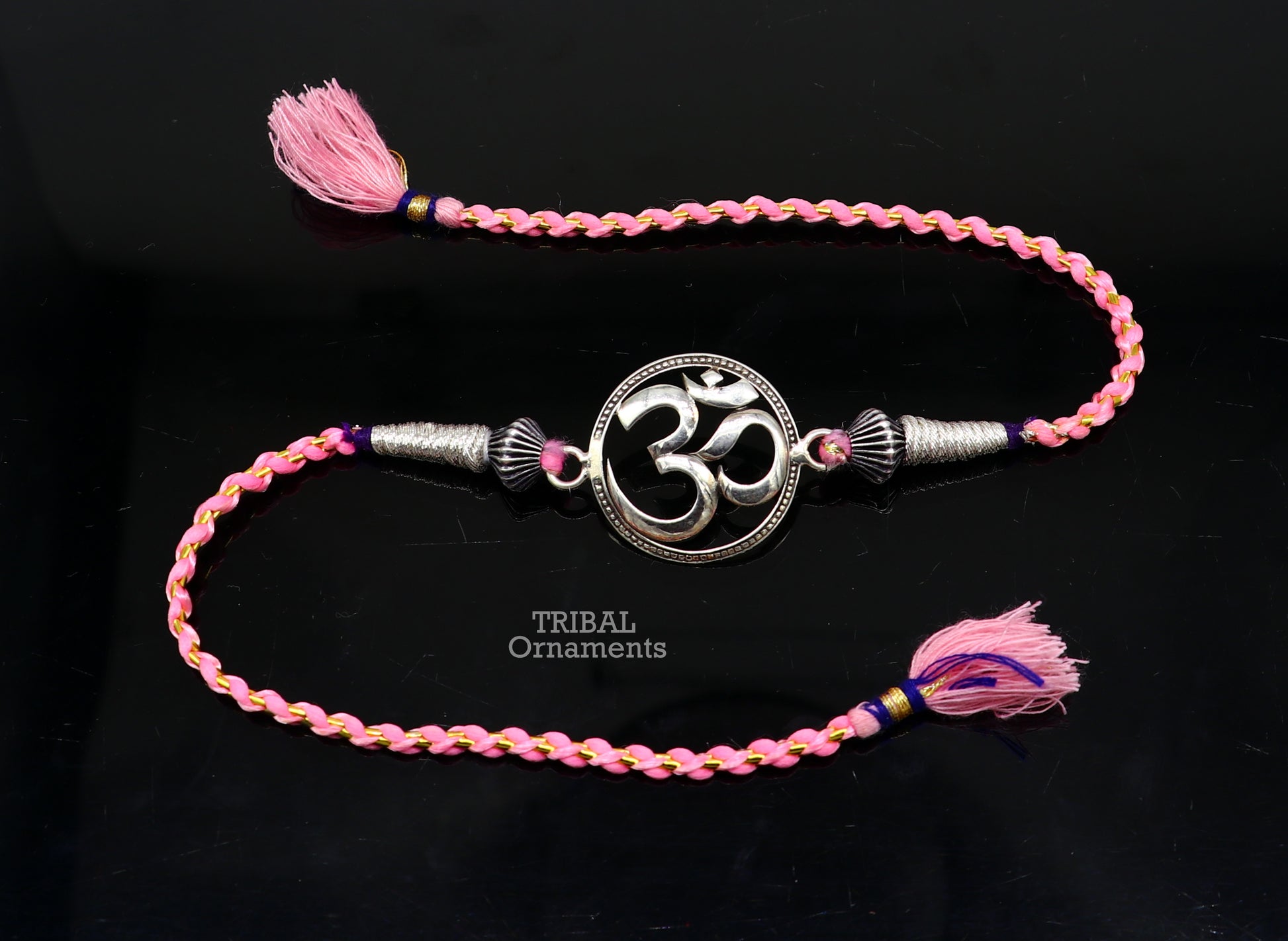 925 sterling silver handmade AUM design Rakhi Bracelet, amazing stylish gift for Rakshabandhan rk40 - TRIBAL ORNAMENTS