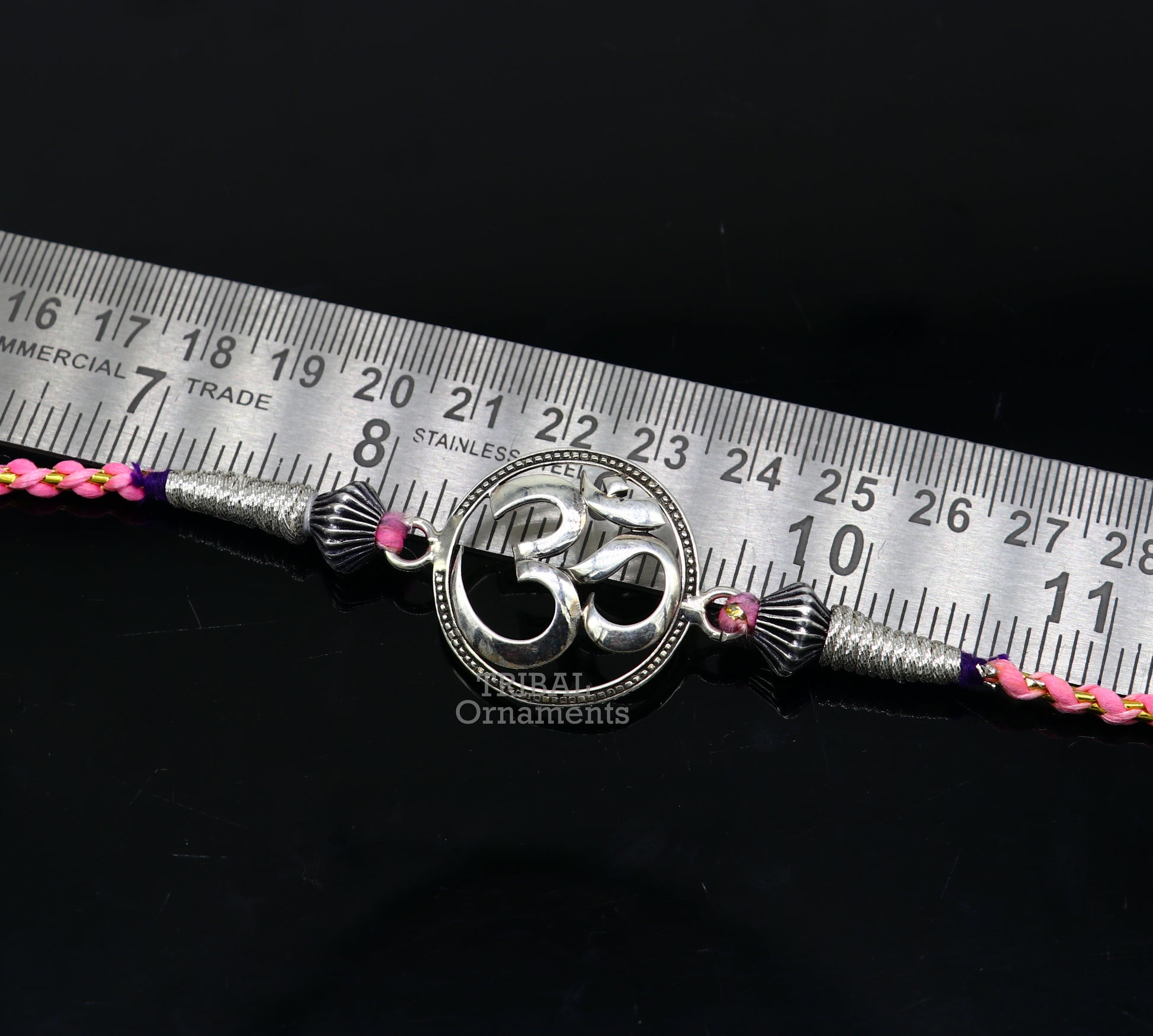 925 sterling silver handmade AUM design Rakhi Bracelet, amazing stylish gift for Rakshabandhan rk40 - TRIBAL ORNAMENTS