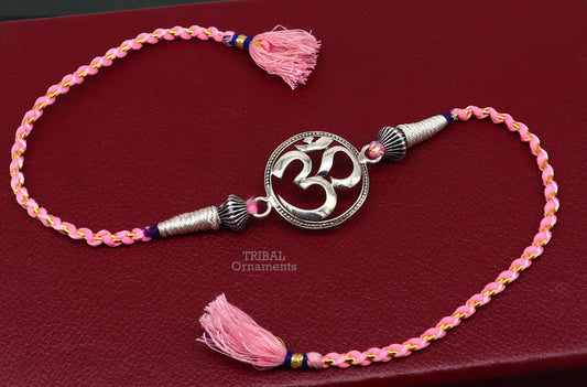 925 sterling silver handmade AUM design Rakhi Bracelet, amazing stylish gift for Rakshabandhan rk40 - TRIBAL ORNAMENTS