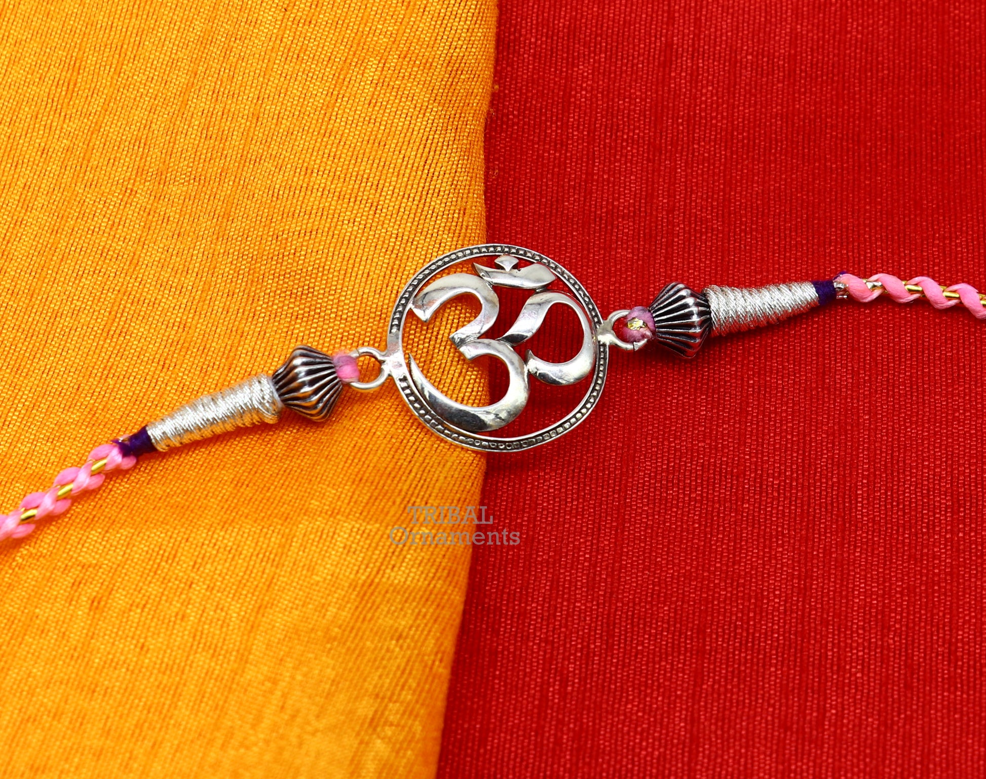 925 sterling silver handmade AUM design Rakhi Bracelet, amazing stylish gift for Rakshabandhan rk40 - TRIBAL ORNAMENTS