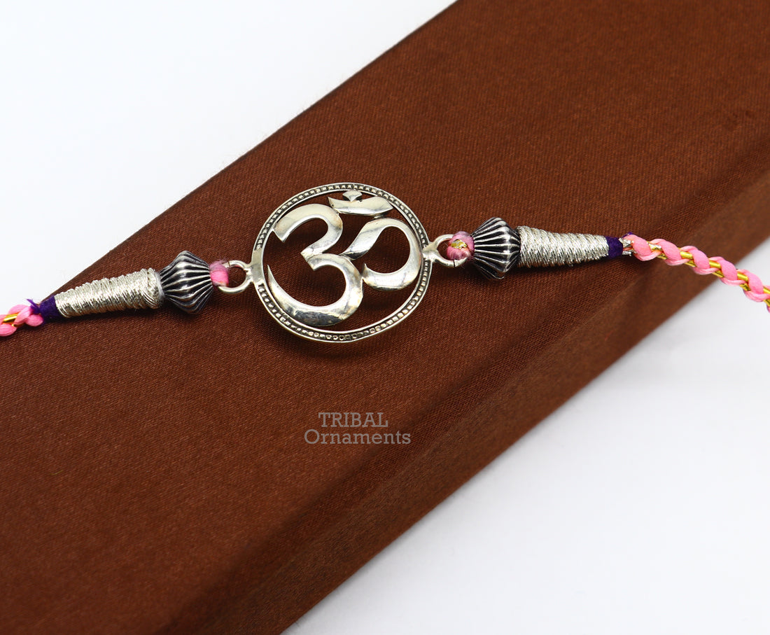 925 sterling silver handmade AUM design Rakhi Bracelet, amazing stylish gift for Rakshabandhan rk40 - TRIBAL ORNAMENTS