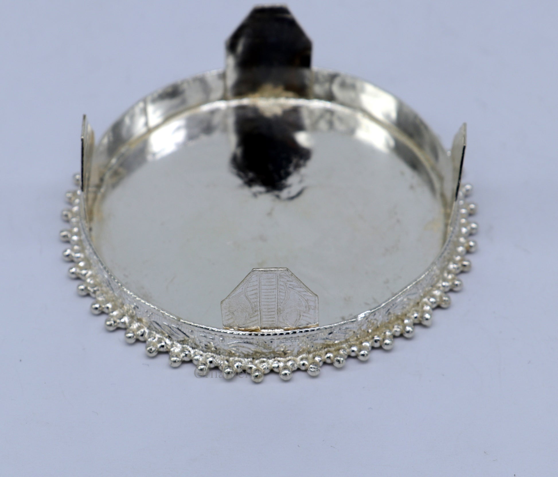 Vintage design Sterling silver handmade customize small oval shape table/bazot/chouki, excellent home puja utensils temple art su427 - TRIBAL ORNAMENTS