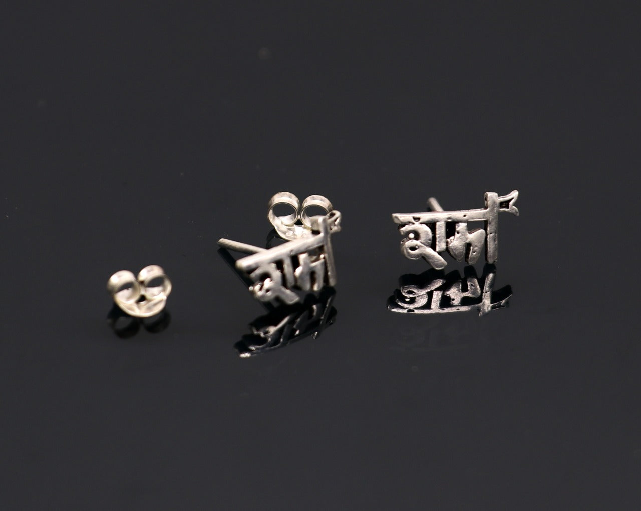 INDIAN LORD RAMA STUD 925 SILVER STUD EARRINGS MARYADA PURSHOTAM KING RAMA S328 - TRIBAL ORNAMENTS