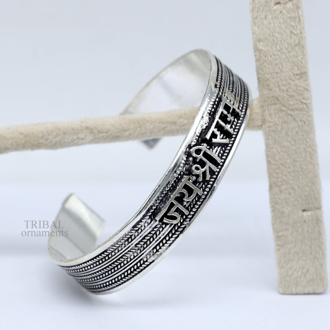 Vintage customized design 925 sterling silver handmade adjustable "Jai Shri Ram" mantra bangle cuff kada, personalized tribal jewelry cuff55 - TRIBAL ORNAMENTS