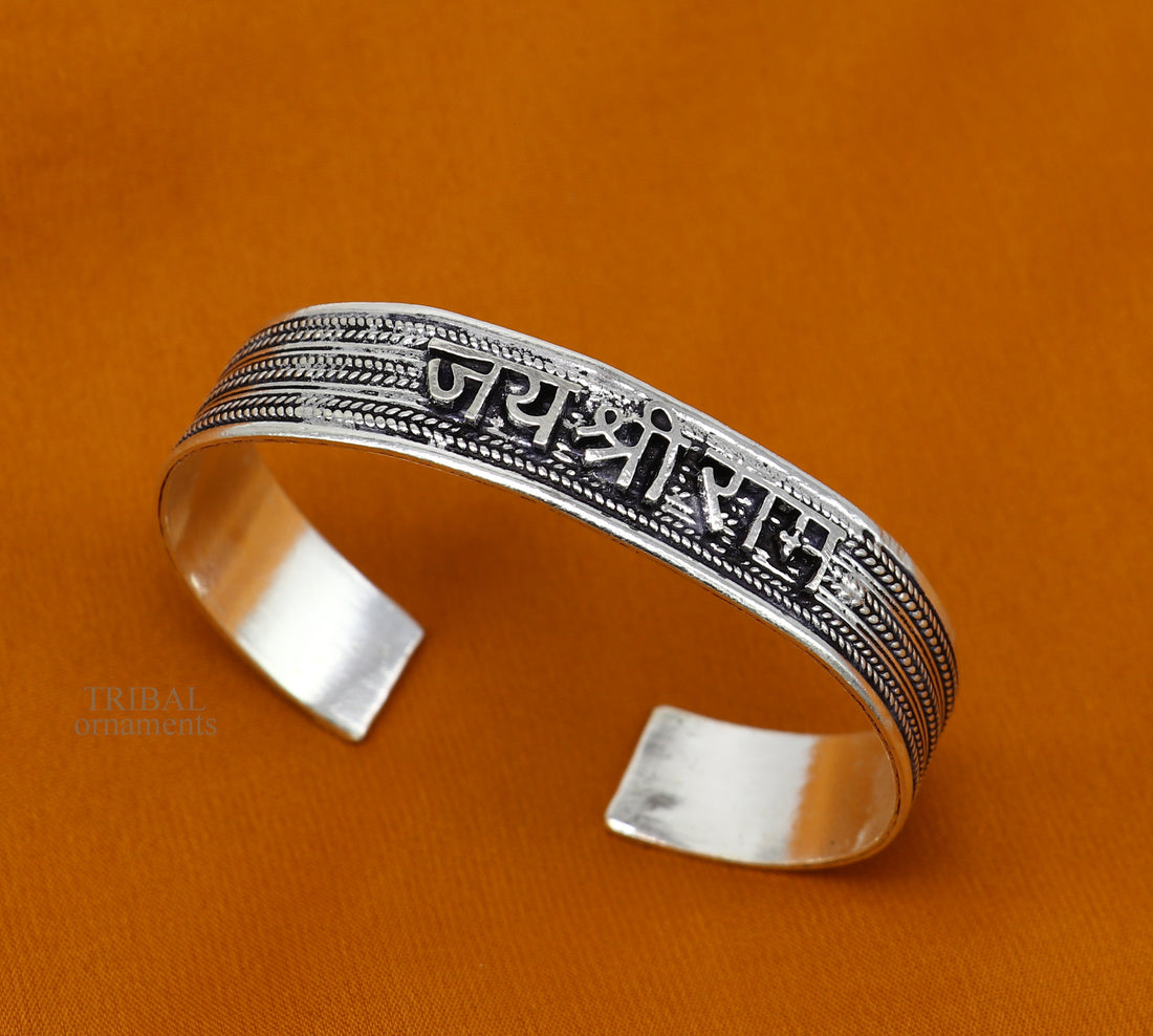 Vintage customized design 925 sterling silver handmade adjustable "Jai Shri Ram" mantra bangle cuff kada, personalized tribal jewelry cuff55 - TRIBAL ORNAMENTS