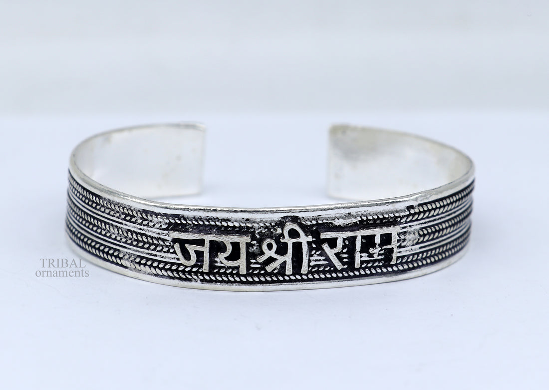 Vintage customized design 925 sterling silver handmade adjustable "Jai Shri Ram" mantra bangle cuff kada, personalized tribal jewelry cuff55 - TRIBAL ORNAMENTS