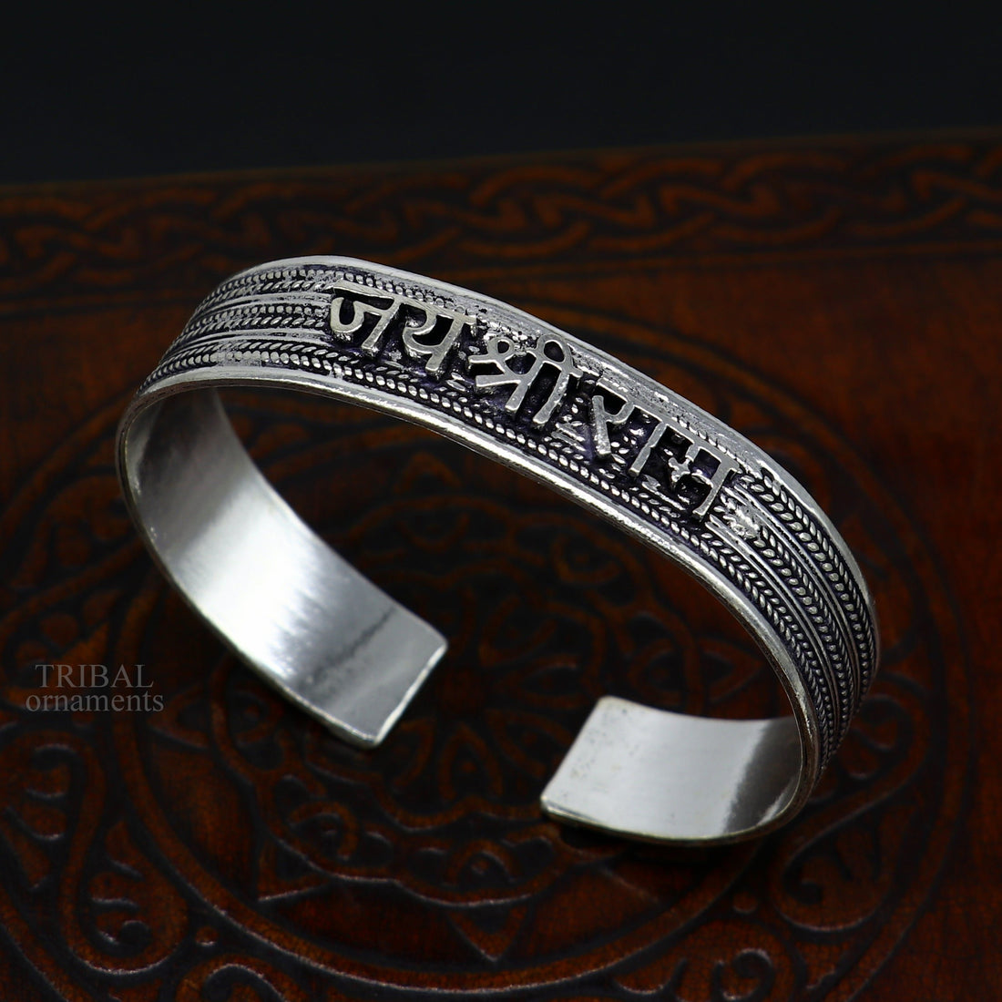 Vintage customized design 925 sterling silver handmade adjustable "Jai Shri Ram" mantra bangle cuff kada, personalized tribal jewelry cuff55 - TRIBAL ORNAMENTS