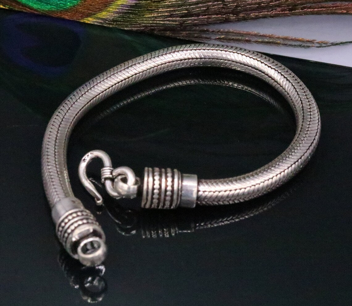 5MM Amazing customized vintage style snake chain handmade 925 sterling silver bracelet unisex personalize jewelry sbrm72 - TRIBAL ORNAMENTS