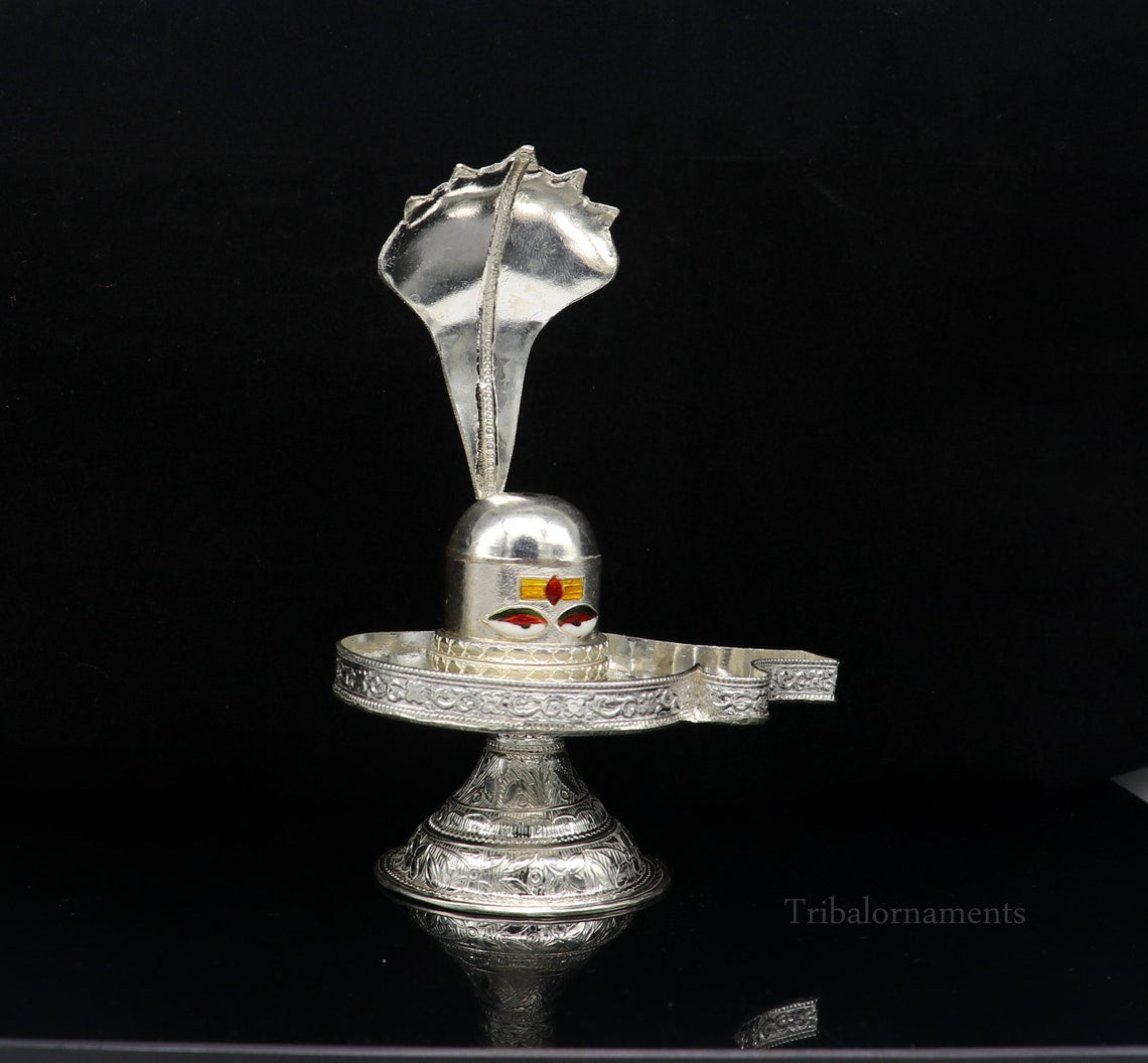 925 fine solid sterling silver lord Shiva lingam stand/jalheri, use for put/hold Shiva lingam in home temple, awesome handmade article su456 - TRIBAL ORNAMENTS