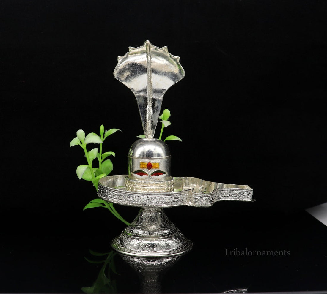 925 fine solid sterling silver lord Shiva lingam stand/jalheri, use for put/hold Shiva lingam in home temple, awesome handmade article su456 - TRIBAL ORNAMENTS