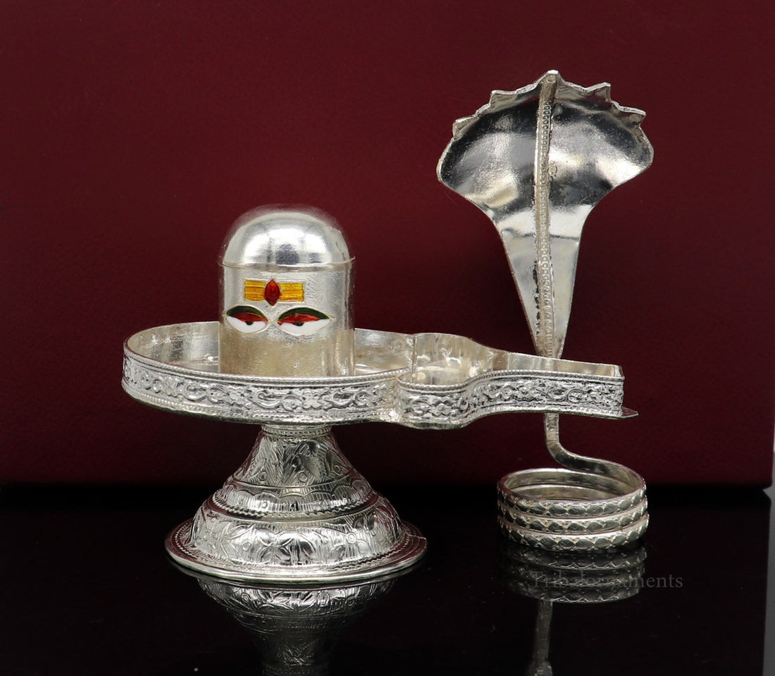 925 fine solid sterling silver lord Shiva lingam stand/jalheri, use for put/hold Shiva lingam in home temple, awesome handmade article su456 - TRIBAL ORNAMENTS