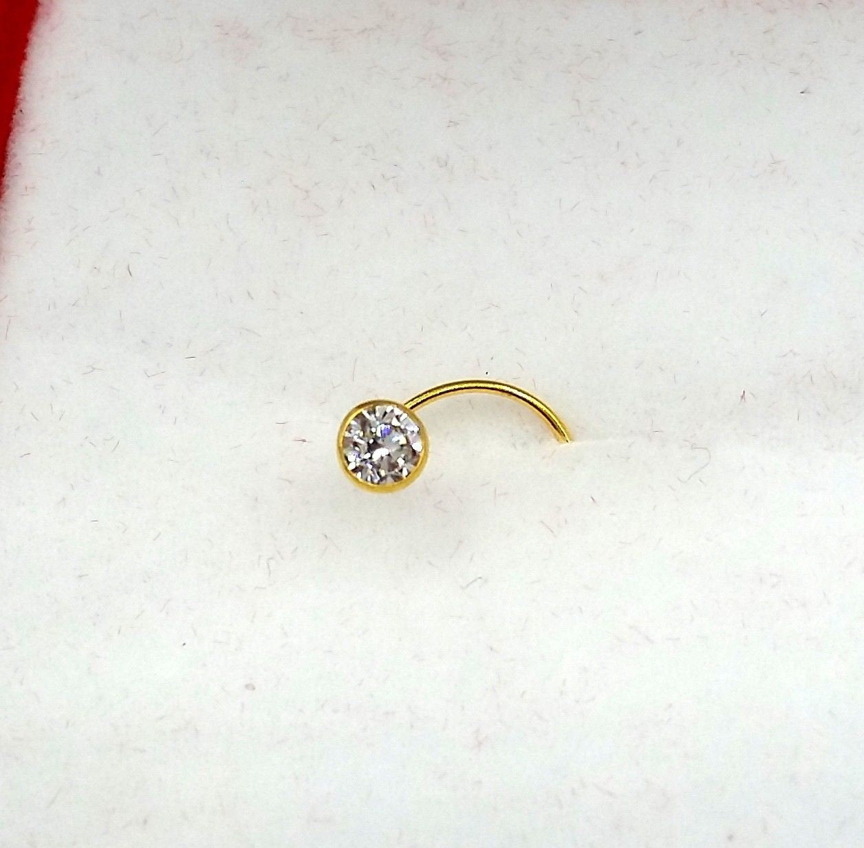American Diamond AD Golden Screwed Non Pierced Nose Ring – Amazel Designs