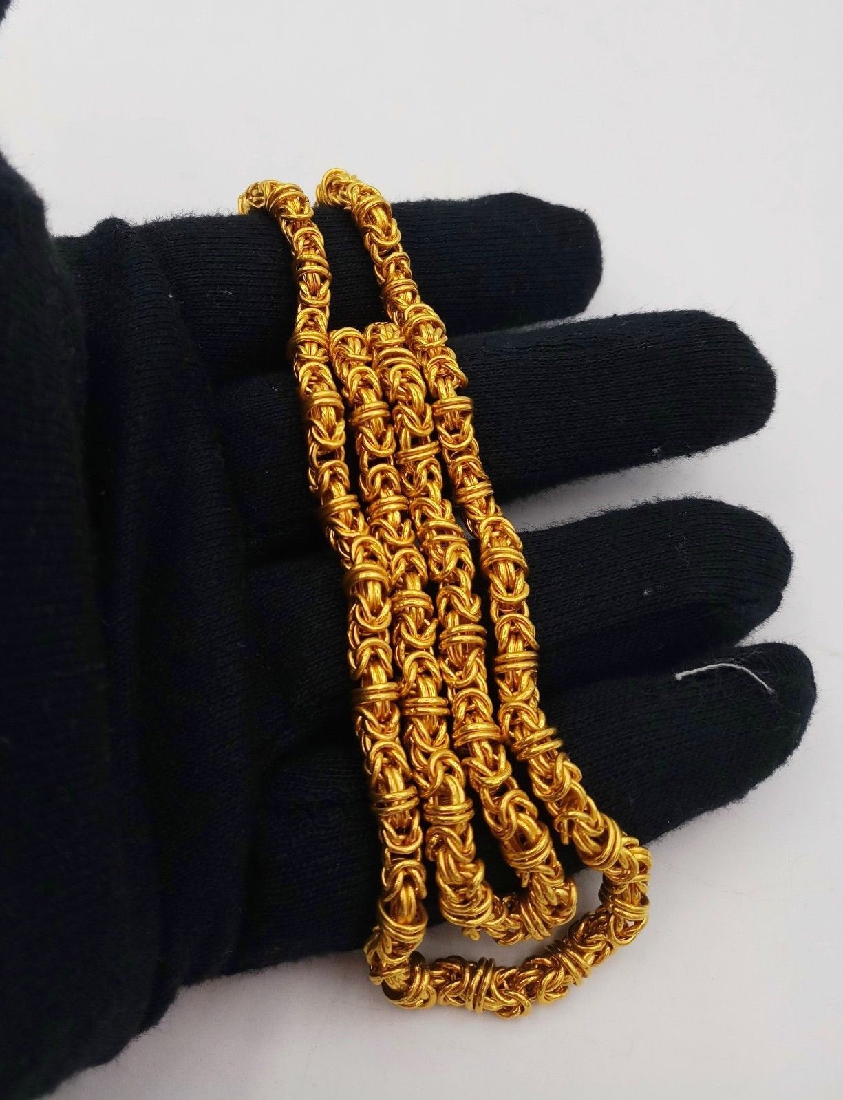 Sale Unisex 22k yellow gold chain byzantine style handmade long fabulous design - TRIBAL ORNAMENTS