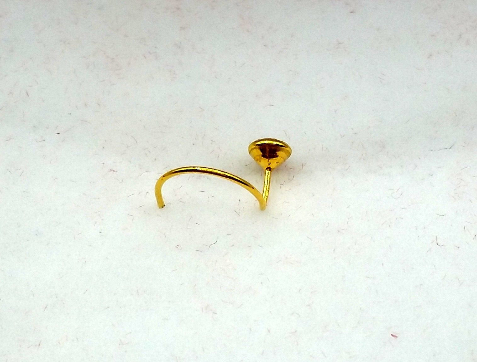 14k yellow gold nose ring,diamond nose ring genuine diamond nose piercing  bali | eBay
