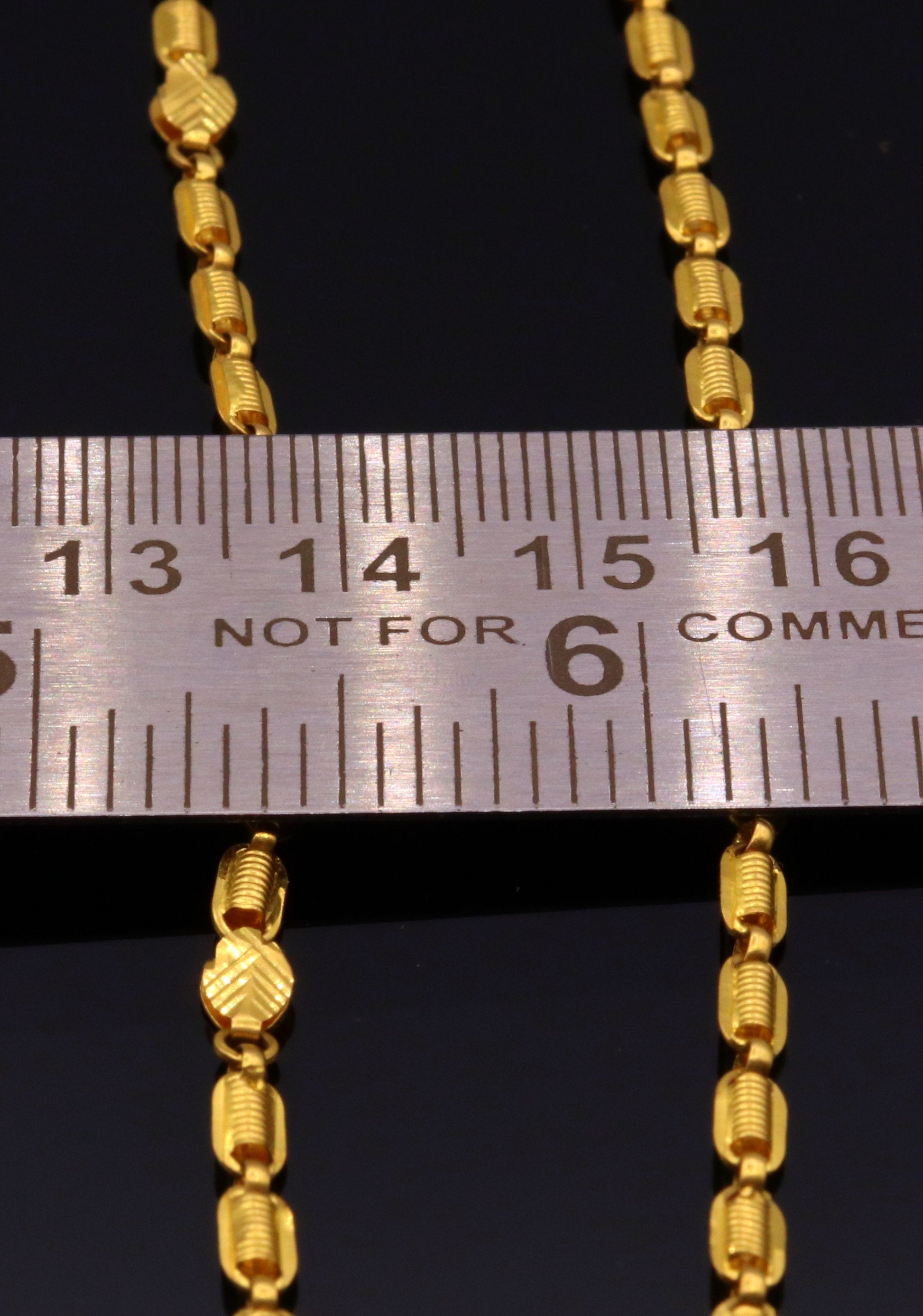 3 mm handmade 22k 22karat yellow gold genuine beautiful 23" link chain necklace unique design gorgeous unisex jewelry - TRIBAL ORNAMENTS