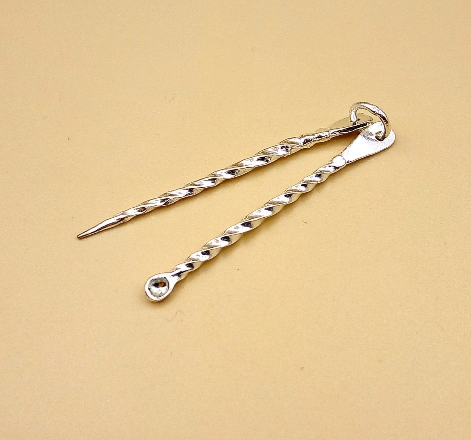Silver handmade teeth cleaner and ear wax removal silver sticks fabulous twisted shape design - TRIBAL ORNAMENTS