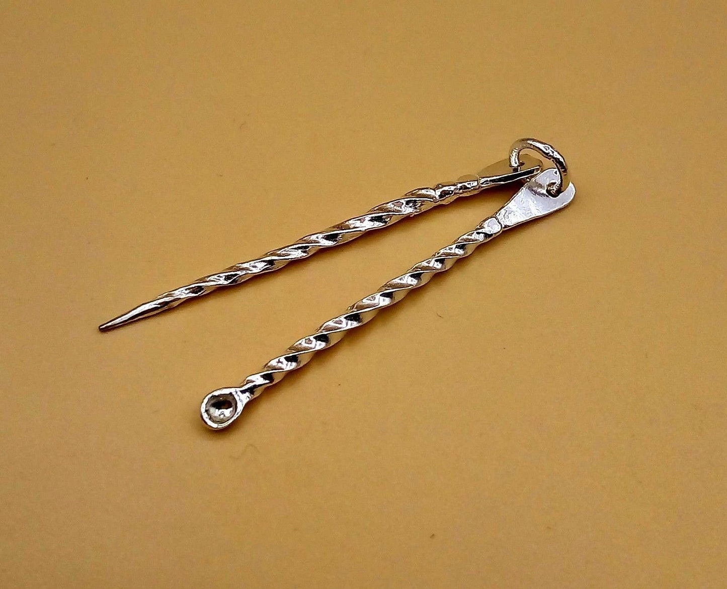 Silver handmade teeth cleaner and ear wax removal silver sticks fabulous twisted shape design - TRIBAL ORNAMENTS