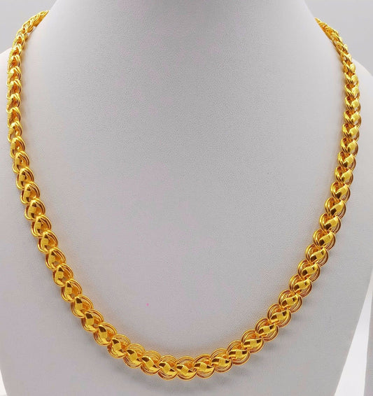 22k yellow gold handmade fabulous necklace lotus chain 18 inches genuine hand craved unisex jewelry for wedding anniversary party gifting - TRIBAL ORNAMENTS