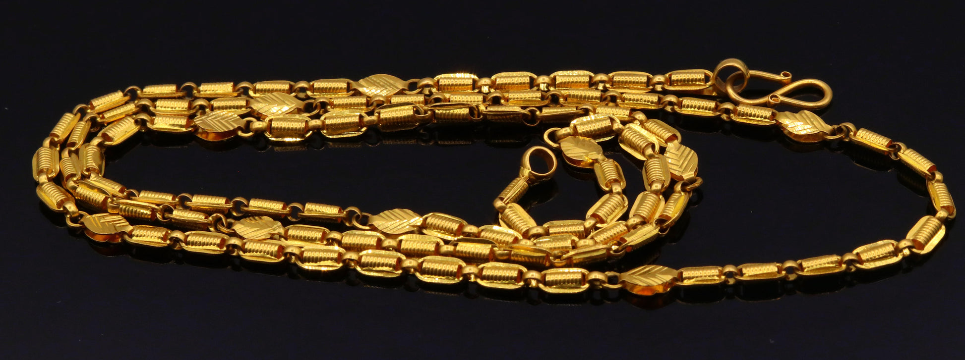 3 mm handmade 22k 22karat yellow gold genuine beautiful 23" link chain necklace unique design gorgeous unisex jewelry - TRIBAL ORNAMENTS